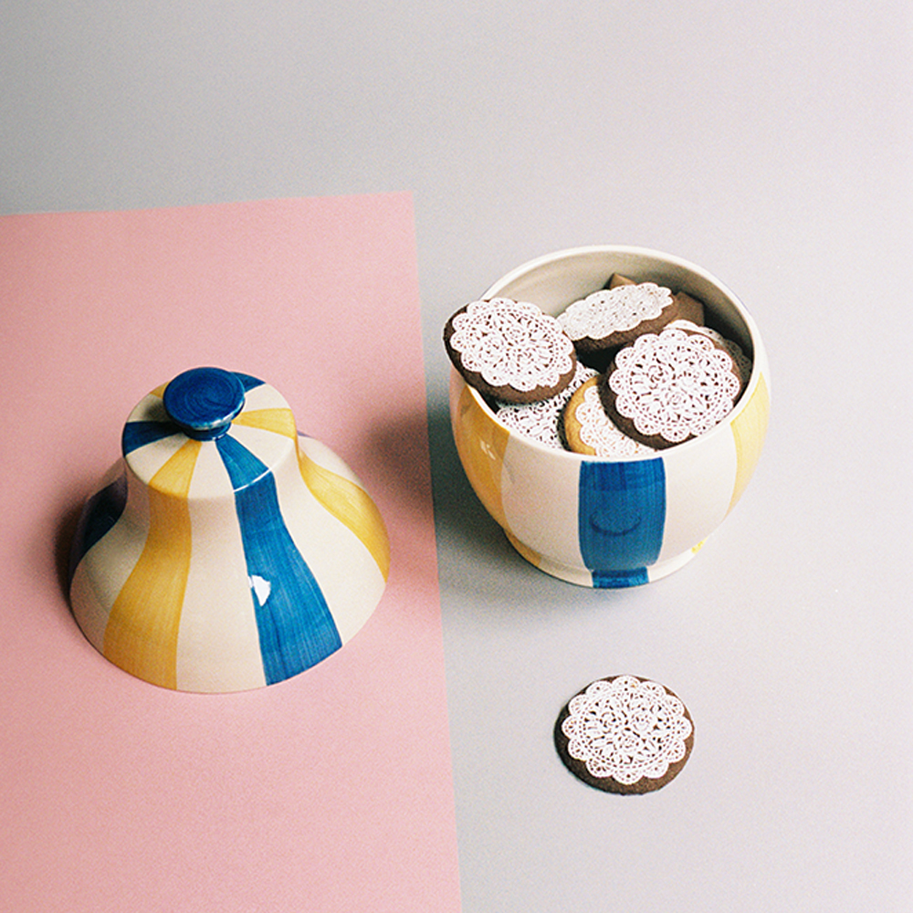 HAY Sobremesa Stripe Cookie Jar HAY Designdelicatessen