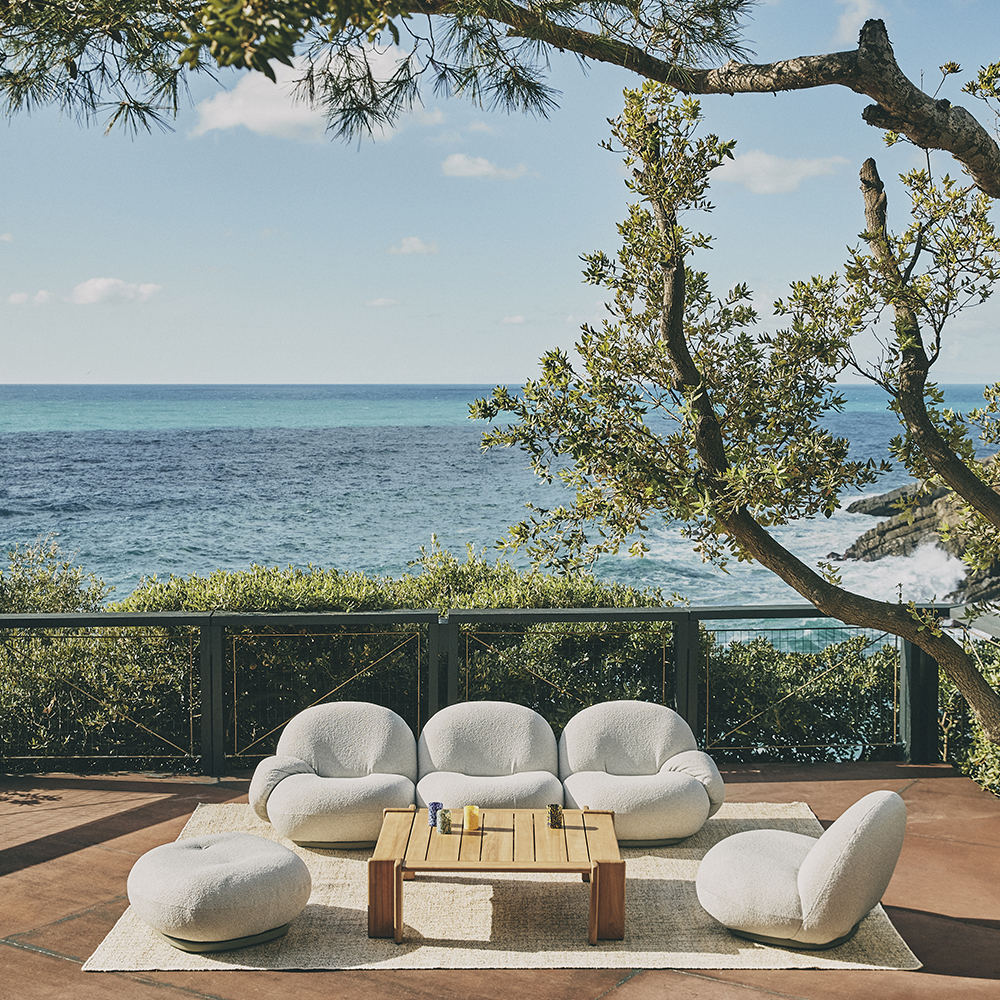 Gubi Pacha Outdoor Lounge Chair with Armrests Swivel GUBI