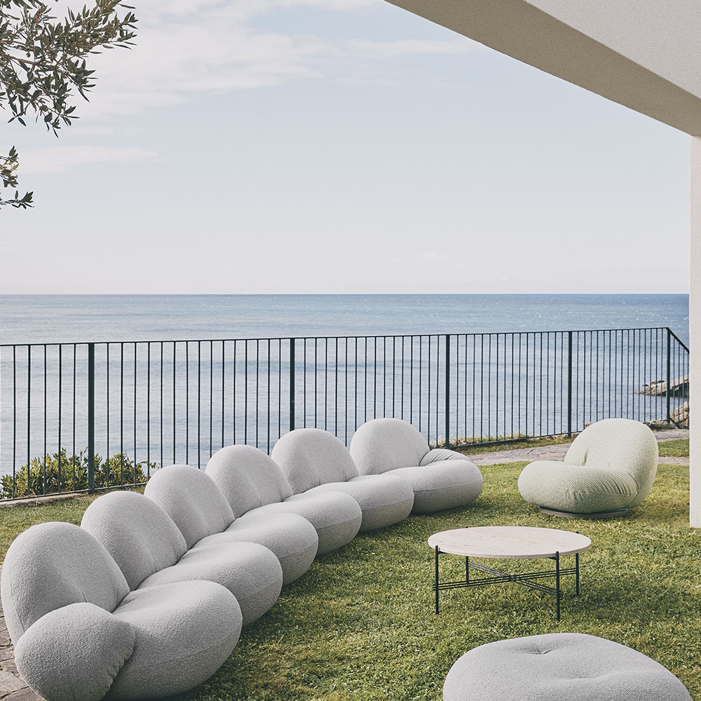 Gubi Pacha Outdoor Lounge Chair with Armrests Swivel GUBI