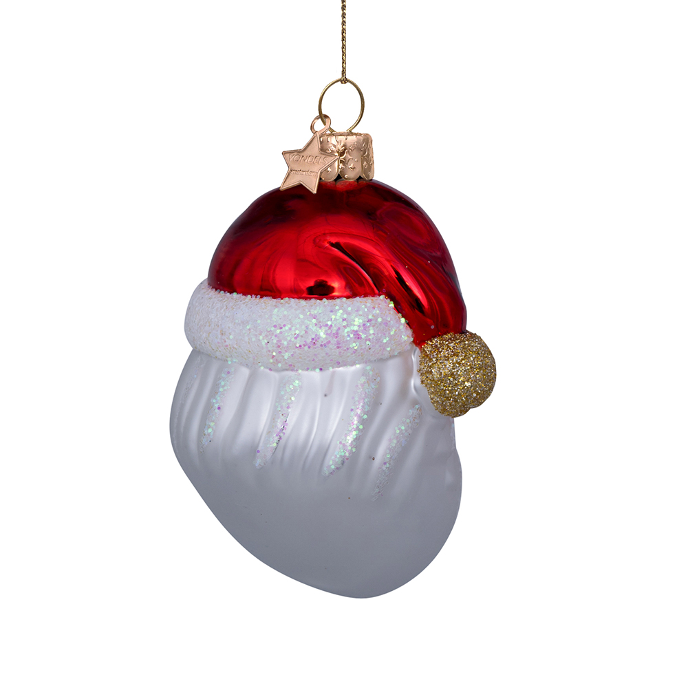 Vondels Ornament glass Red santa w/heart glasses Vondels