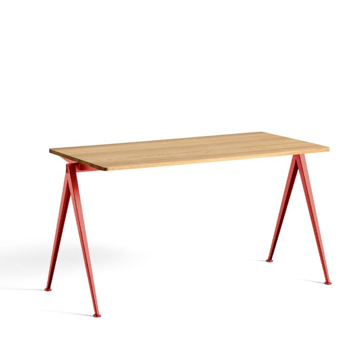HAY - Pyramid Table 01 | L140xB65 | Matlakeret eg | Tomatrd pulverlakeret stl