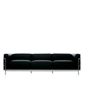 Cassina - Fauteuil Grand Confort | Grand modle | 3-seater sofa | Chrome frame l Leather