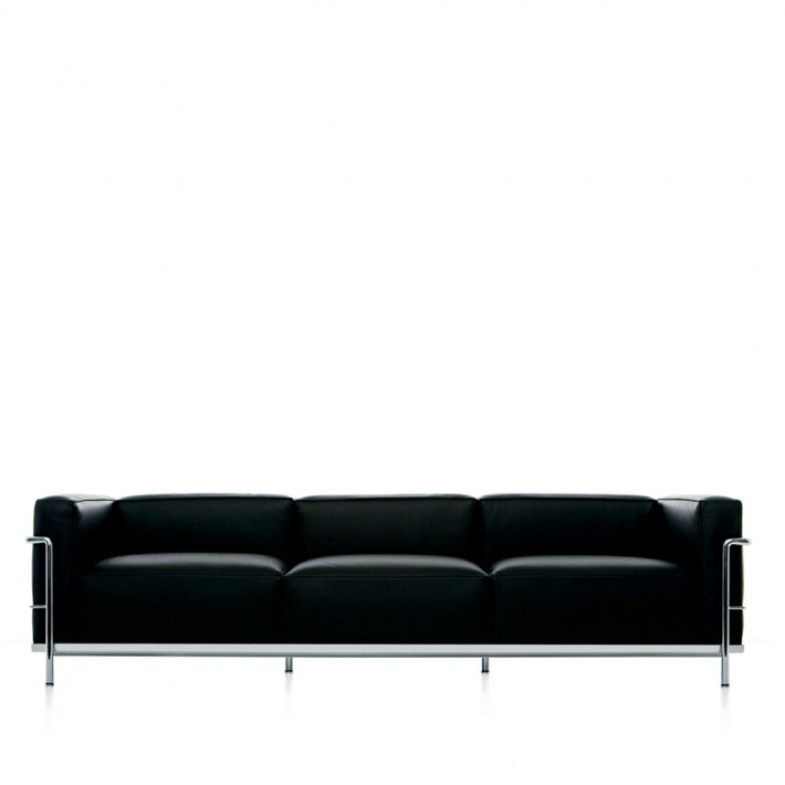 Cassina - Fauteuil Grand Confort | Grand modle | 3-seater sofa | Chrome frame l Leather