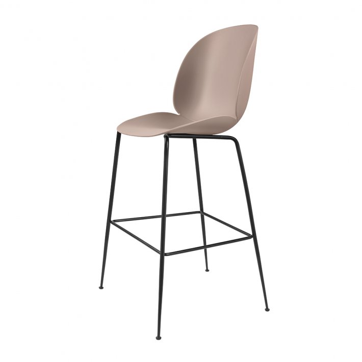 Gubi - Beetle Bar Chair H75 | Sweet pink | Sort Stel | Uden Polstring
