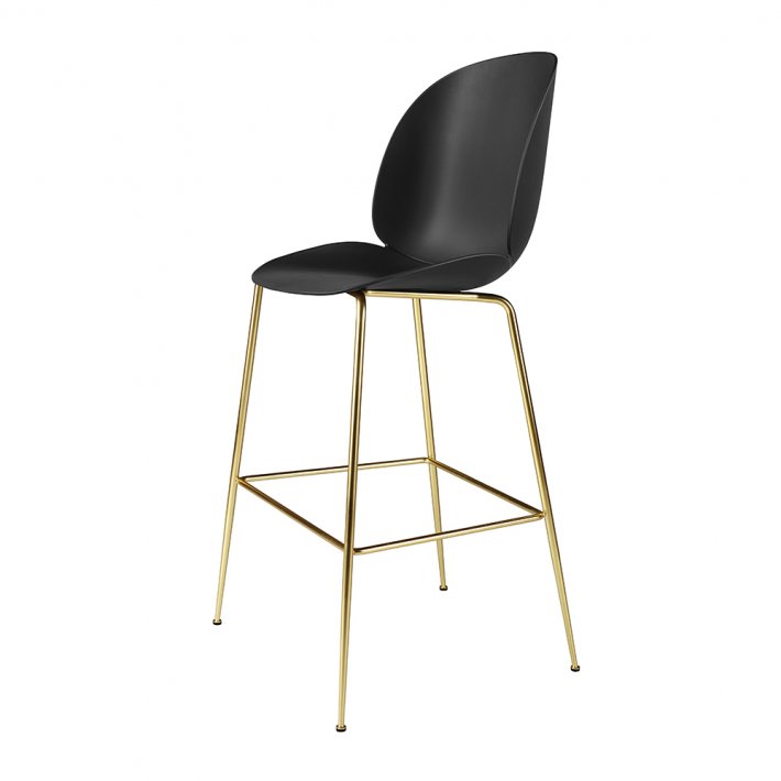 Gubi - Beetle Bar Chair H75 | Sort | Messing Stel | Uden Polstring