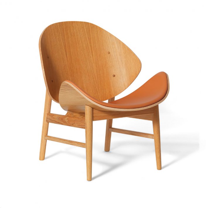 WARM NORDIC - The Orange loungestol | Hvidolieret eg, lder, sdepolstret