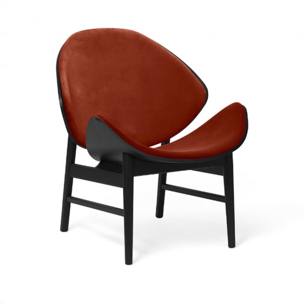 WARM NORDIC - The Orange loungestol | Sortlakeret eg, tekstil, fuldpolstret