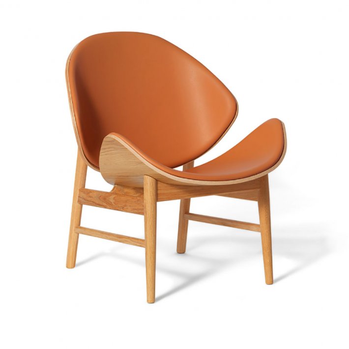 WARM NORDIC - The Orange loungestol | Hvidolieret eg, lder, fuldpolstret