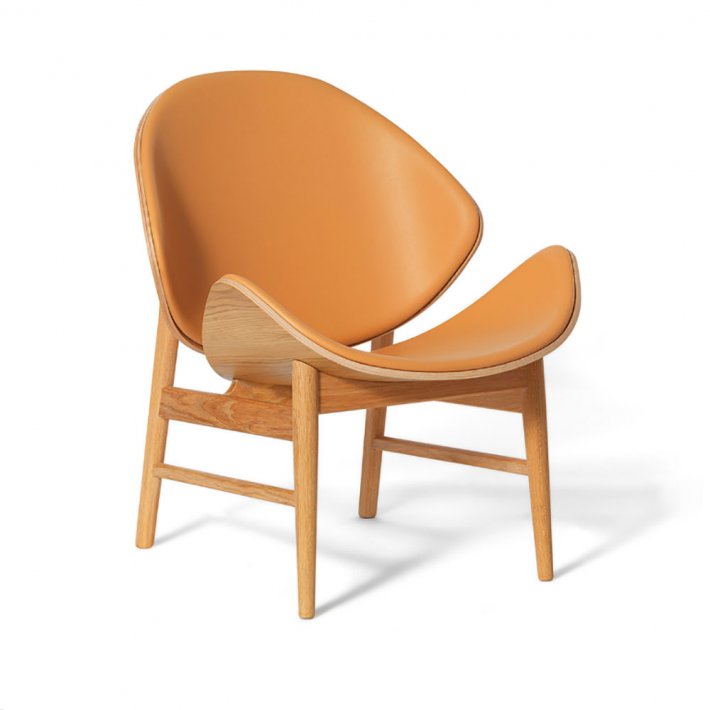 WARM NORDIC - The Orange loungestol | Hvidolieret eg, lder, fuldpolstret
