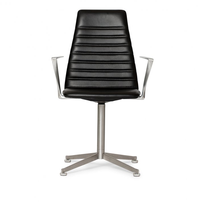 Paustian - Spinal Chair 44, Swivel base chrome, High back | Chanel stitching, Lder, Armln