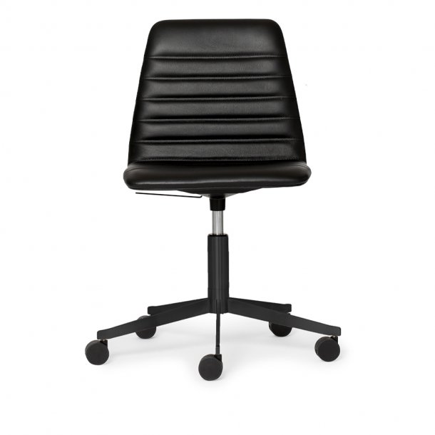 Paustian - Spinal Chair 44, 5-star Base Black w. Castors | Chanel stitching, Lder