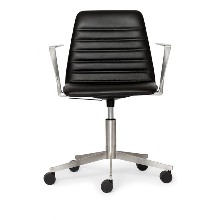 Paustian - Spinal Chair 44, 5-star Base Chrome w. Castors | Chanel stitching, Lder, Armrest