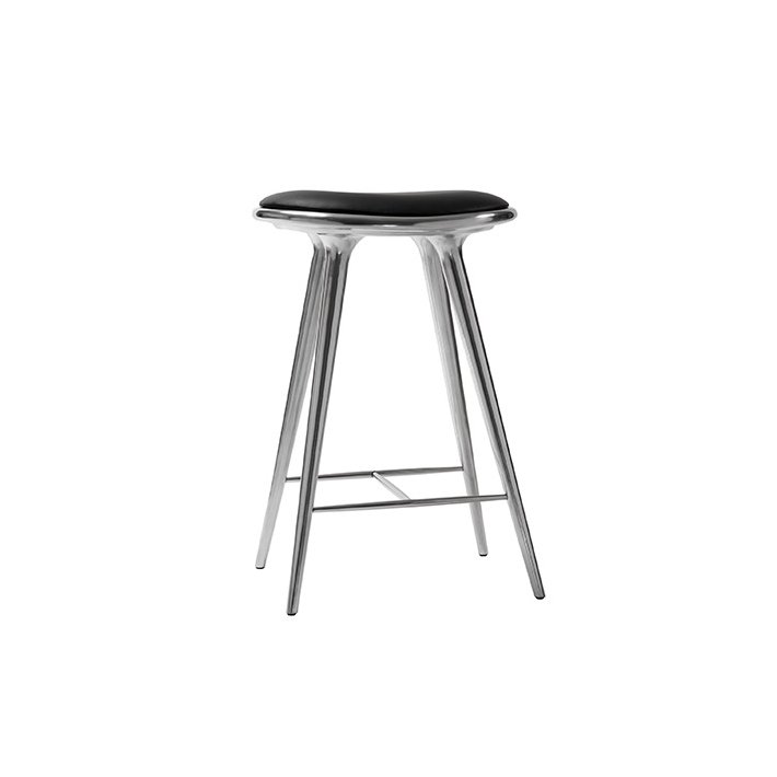 Mater - High Stool | Polished Aluminium