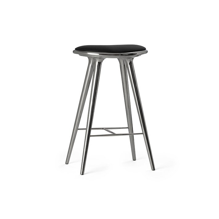 Mater - High Stool | Polished Aluminium