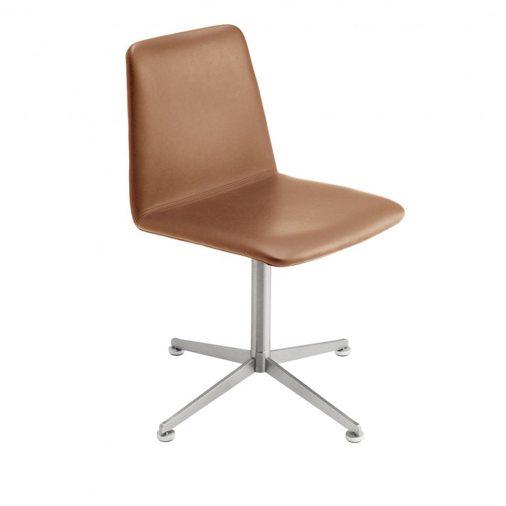 Spinal Chair 44, Swivel base chrome - Plain, Leather