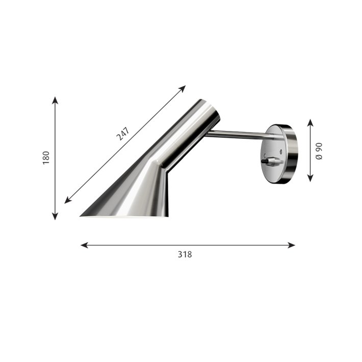 Louis Poulsen - AJ Vglampe | Uden ledning | Rustfrit stl poleret | Med kontakt