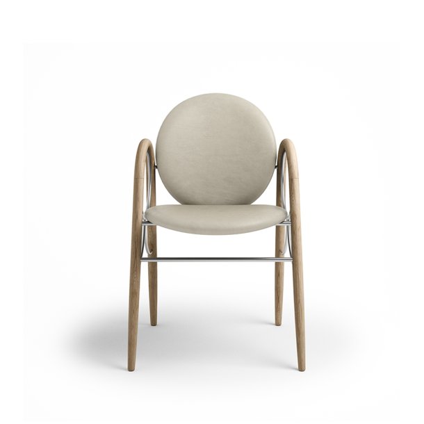 Brdr. Krger - Arkade Spisebordsstol | Hvidolieret eg | Spectrum Oyster Lder 3015 | Krom