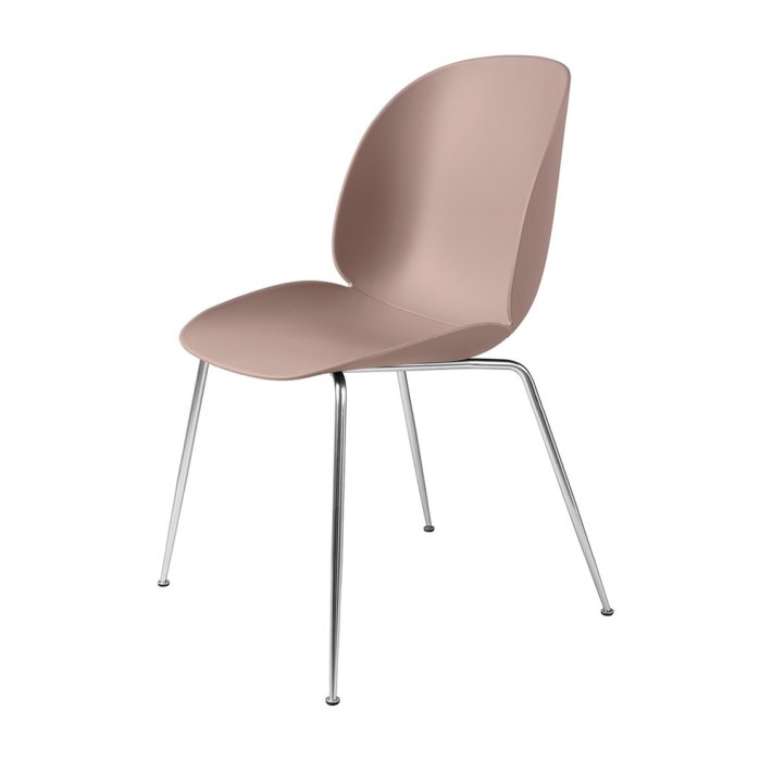 Gubi - Beetle Chair Conic Base | Unupholstered | Chrome | Sweet Pink