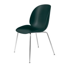 Gubi - Beetle Chair Conic Base | Unupholstered | Chrome | Dark Green