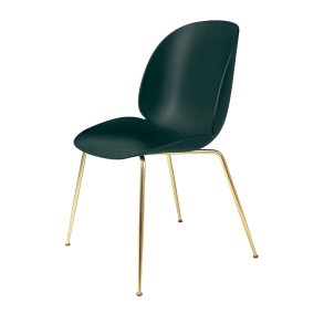Gubi - Beetle Chair Conic Base | Unupholstered | Brass Semi Matt | Dark Green