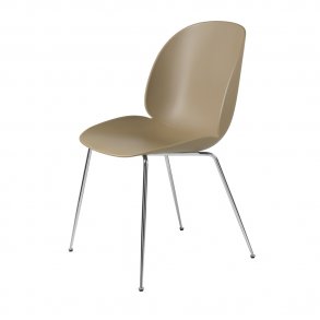 Gubi - Beetle Chair Conic Base | Unupholstered | Chrome | Pebble Brown