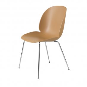 Gubi - Beetle Chair Conic Base | Unupholstered | Chrome | Amber Brown
