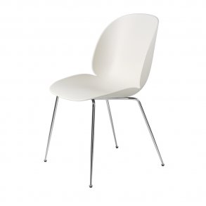Gubi - Beetle Chair Conic Base | Unupholstered | Chrome | Alabaster White