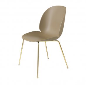 Gubi - Beetle Chair Conic Base | Unupholstered | Brass Semi Matt | Pebble Brown