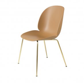 Gubi - Beetle Chair Conic Base | Unupholstered | Brass Semi Matt |  Amber Brown