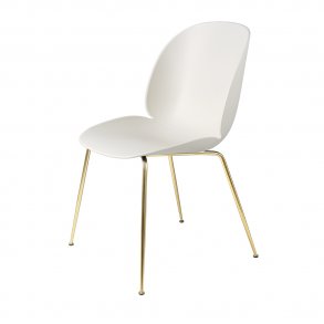 Gubi - Beetle Chair Conic Base | Unupholstered | Brass Semi Matt | Alabaster White