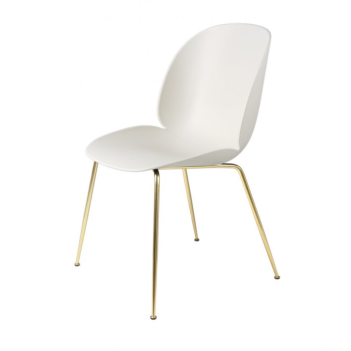 Gubi - Beetle Chair Conic Base | Unupholstered | Brass Semi Matt | Alabaster White