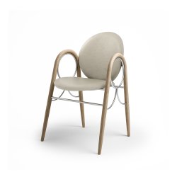 Brdr. Krger - Arkade Spisebordsstol | Hvidolieret eg | Spectrum Oyster Lder 3015 | Krom