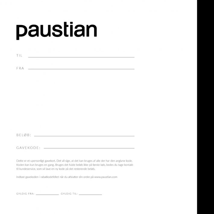 Gavekort til Paustian Webshop