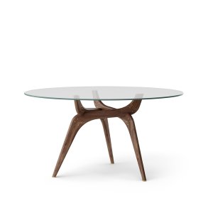TRIIIO | Spisebord | Klar glas | Valnød Olieret | Ø135