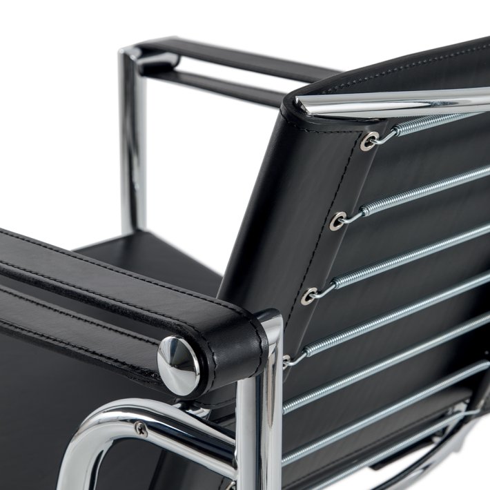 Cassina - Fauteuil  dossier basculant | Chrome frame | Leather