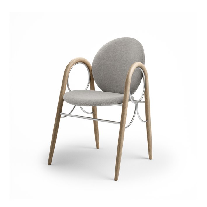 Brdr. Krger - Arkade Spisebordsstol | Hvidolieret eg | Hallingdal Gr Tekstil 0113 | Krom