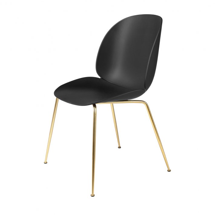 Gubi - Beetle Chair Conic Base | Unupholstered | Brass Semi Matt | Black