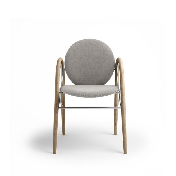 Brdr. Krger - Arkade Spisebordsstol | Hvidolieret eg | Hallingdal Gr Tekstil 0113 | Krom
