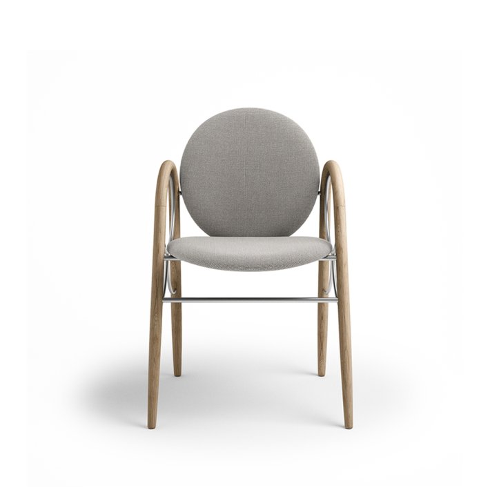 Brdr. Krger - Arkade Spisebordsstol | Hvidolieret eg | Hallingdal Gr Tekstil 0113 | Krom