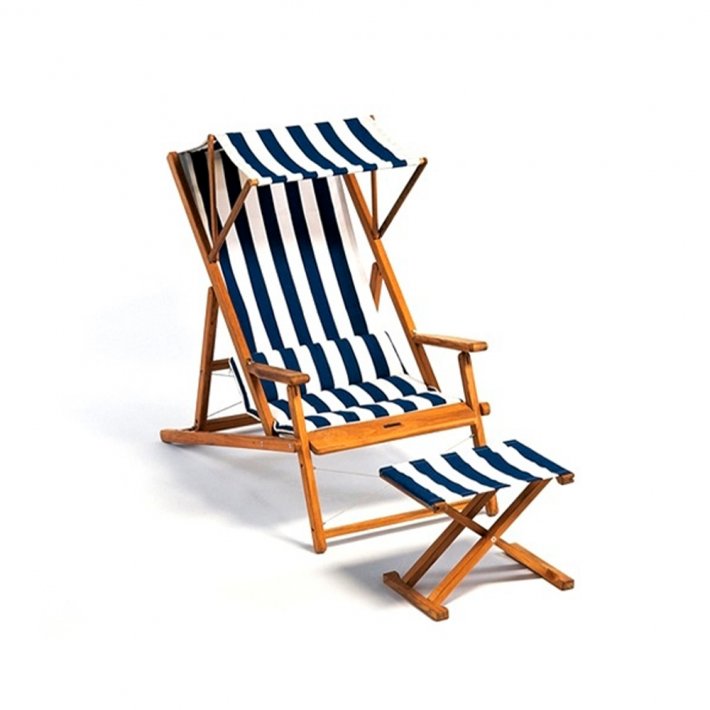 Weishupl - Cabin | Deck chair delux + stool | Blue/white