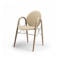 Brdr. Krger - Arkade Spisebordsstol | Hvidolieret eg | Moss Cream Tekstil 0019 | Krom