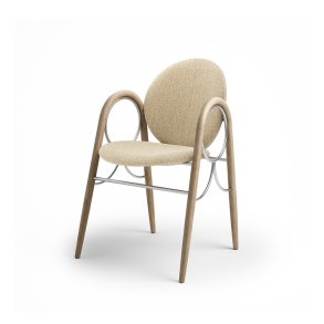 Brdr. Krüger - Arkade Spisebordsstol | Hvidolieret eg | Moss Cream Tekstil 0019 | Krom