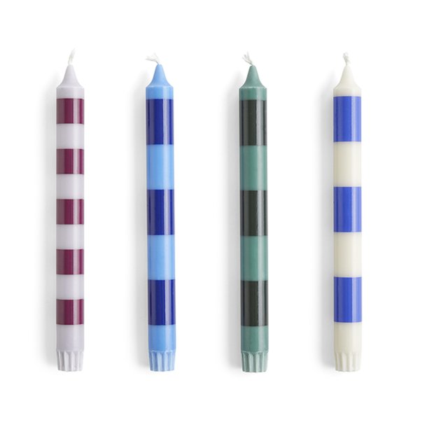 HAY - Stripe Candle | 4 stk. Blues