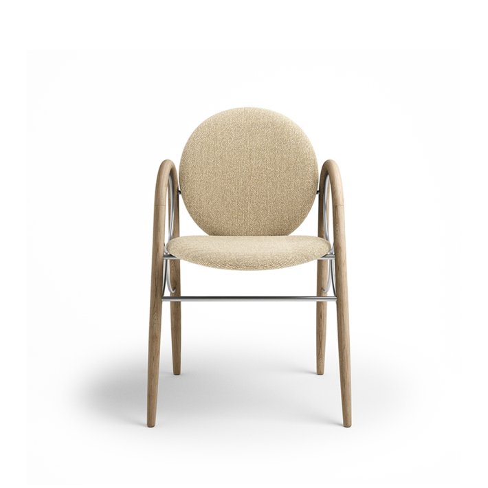Brdr. Krger - Arkade Spisebordsstol | Hvidolieret eg | Moss Cream Tekstil 0019 | Krom