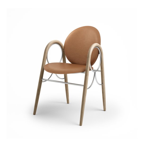 Brdr. Krger - Arkade Spisebordsstol | Hvidolieret eg | Spectrum Brandy Lder 30155 | Krom
