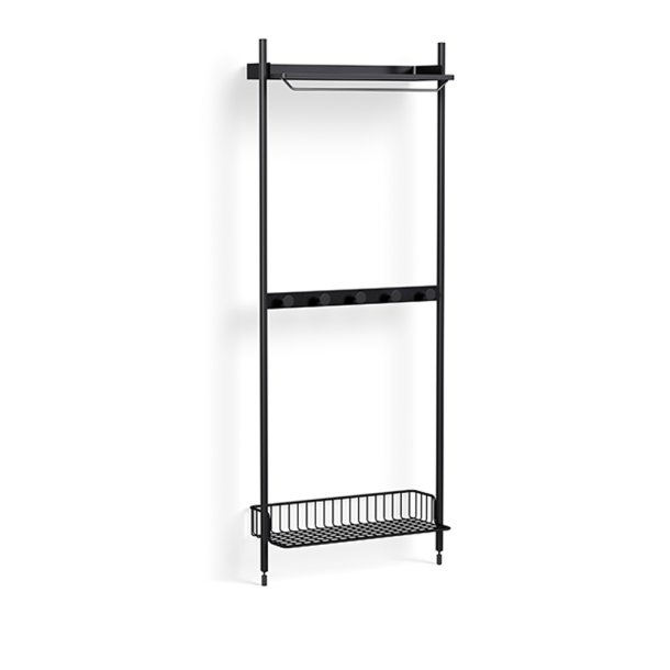 HAY - Pier System 1041 I 1 Column Black Steel/Black Anodised Anthracite wire shelf 
