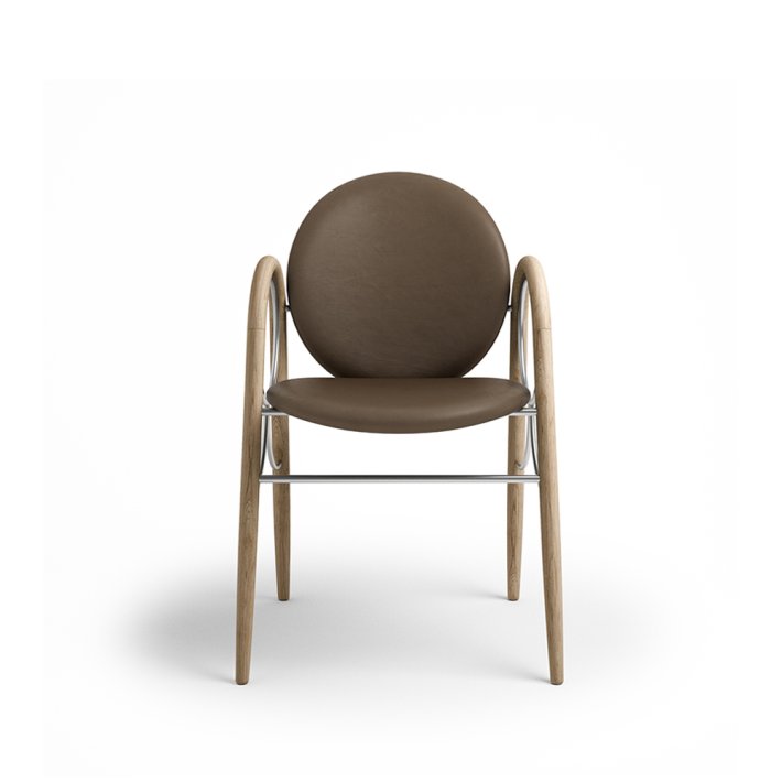 Brdr. Krger - Arkade Spisebordsstol | Hvidolieret eg | Spectrum Cinnamon Lder 30146 | Krom