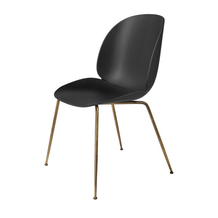 Gubi - Beetle Chair Conic Base | Unupholstered | Antique brass | Black