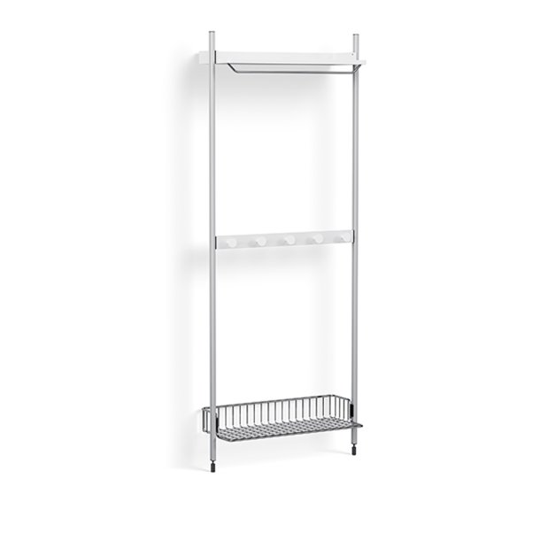 HAY - Pier System 1041 I 1 Column White Steel/Clear Anodised Chromed wire shelf