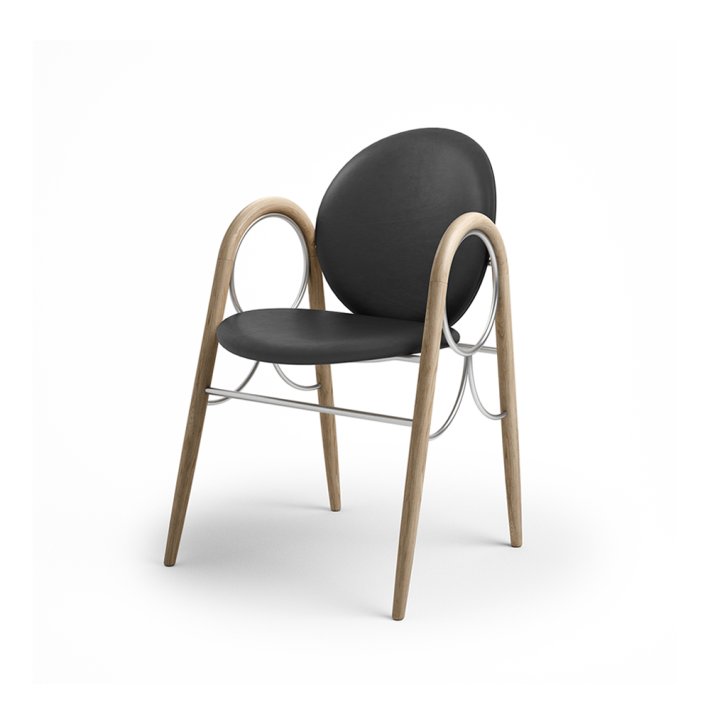 Brdr. Krger - Arkade Spisebordsstol | Hvidolieret eg | Savanne Black Lder 30314 | Krom